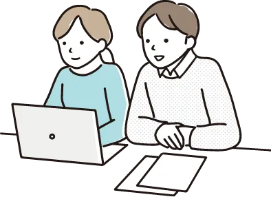 電子メールで契約内容を確認している人々のイラスト